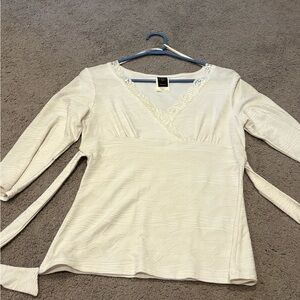 Wrapper Cream 3/4 Sleeve Wrap Blouse